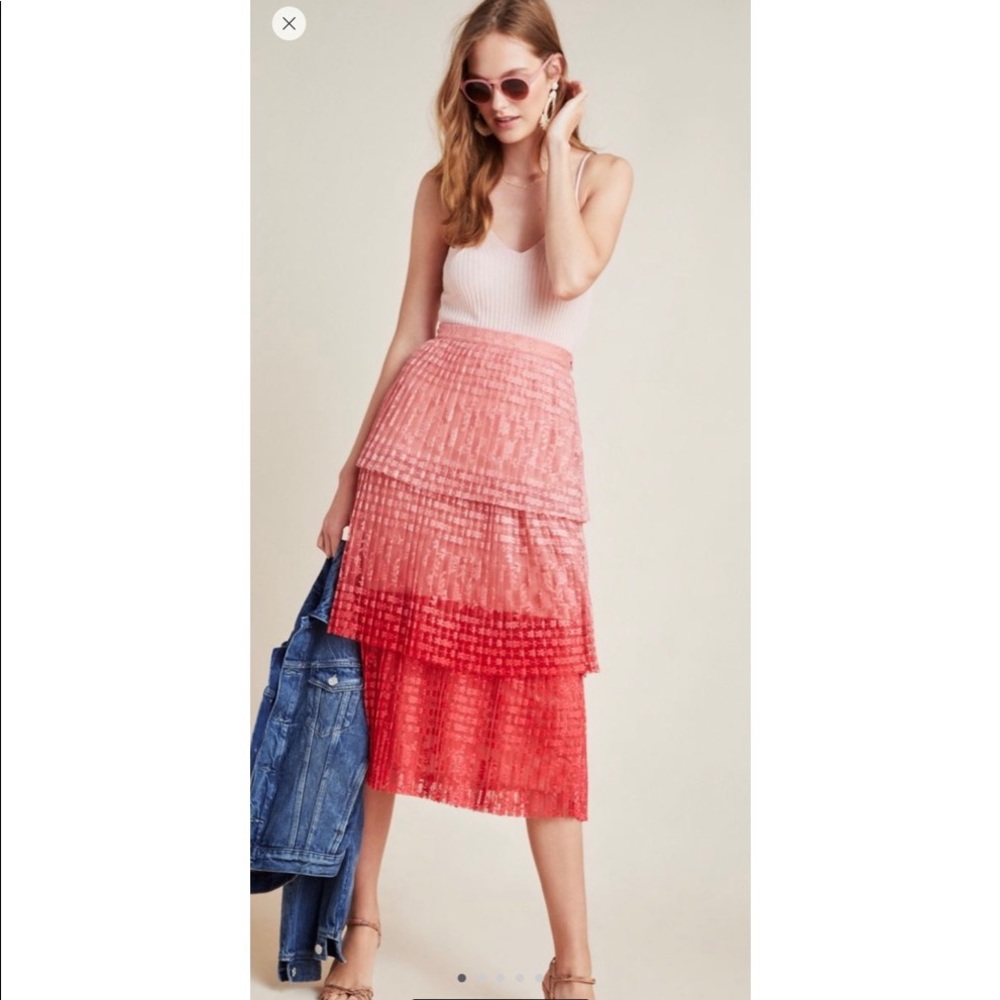 Anthropologie Bringhton Tier Midi Skirt